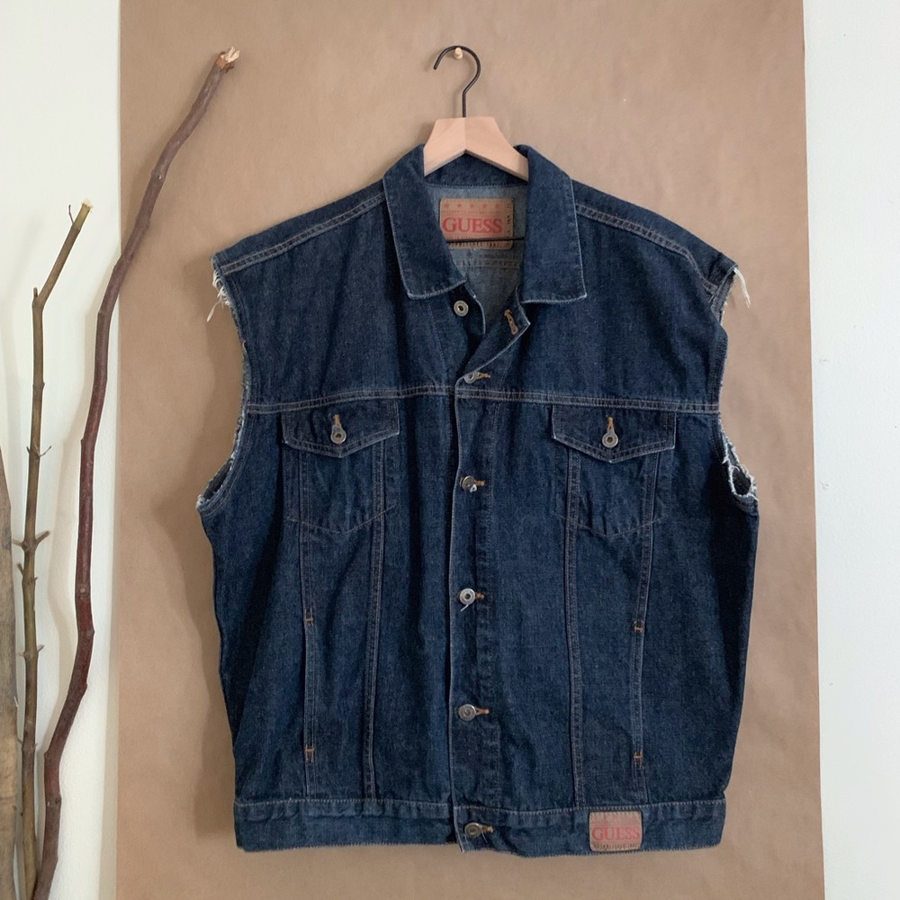 •men’s custom denim guess vest•